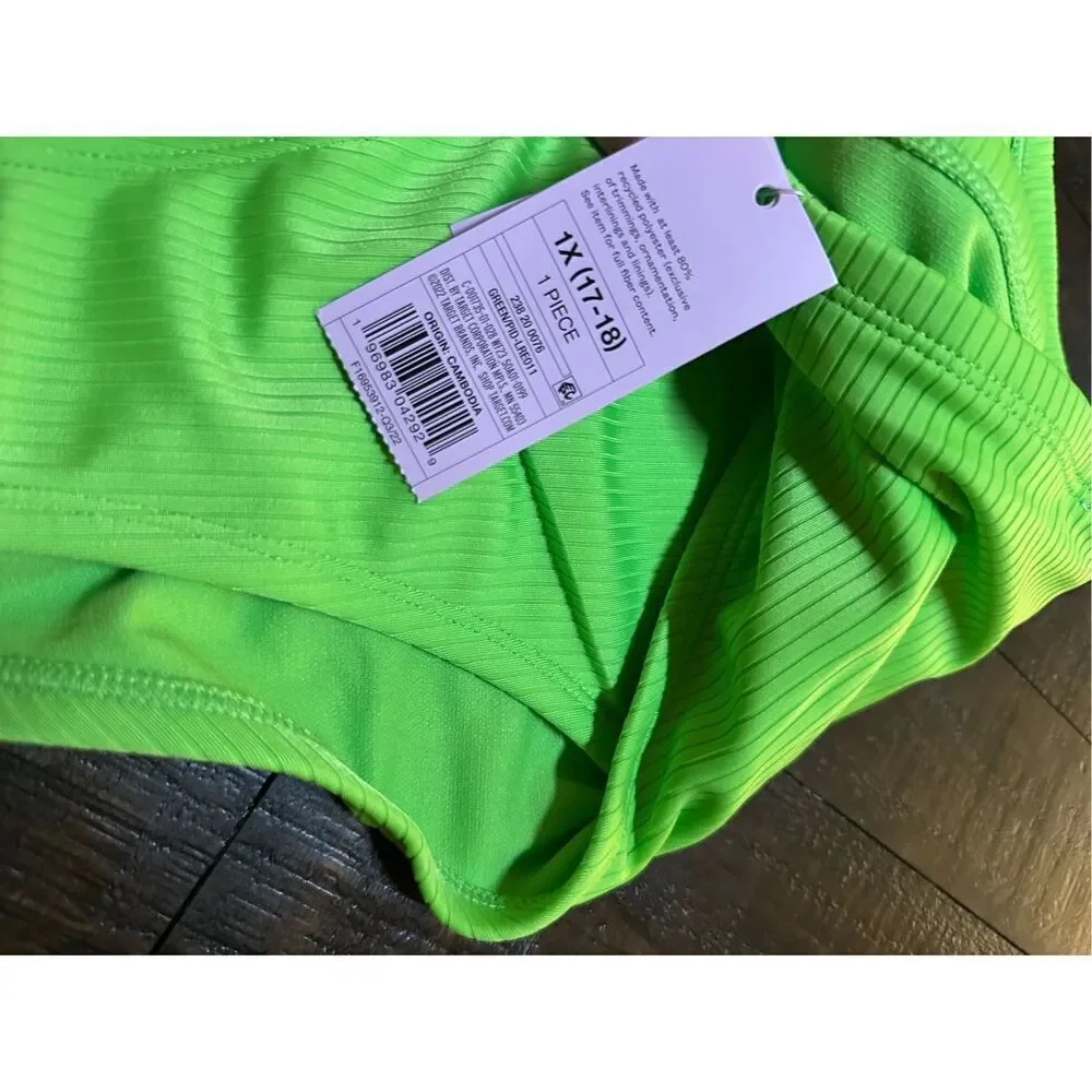 Wild Fable Green Ribbed Plus Size Bikini Bottom Size 1X 17-18